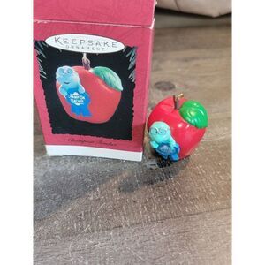 Hallmark Champion teacher 1994 ornament Xmas Decor Apple worm